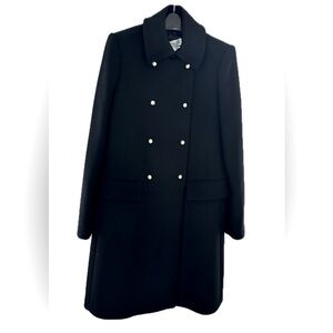 N.W.T. Mango Double-breasted wool-blend Black Coat with Gold Buttons, SizeM/6